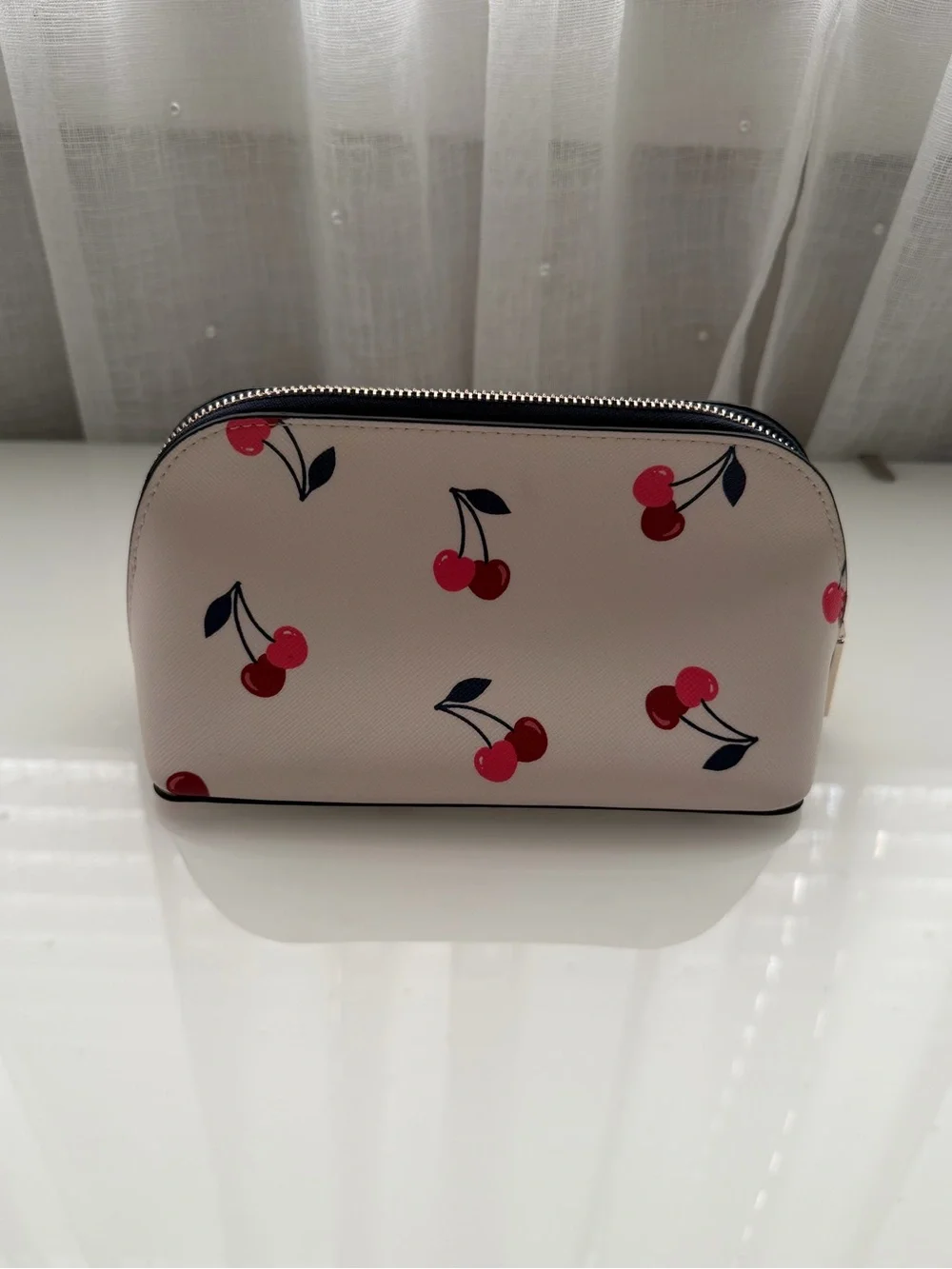Kate Spade Cherry Print Cosmetic Pouch - Cream with Red Accents